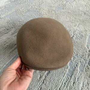Vintage Kangol hat Brown felt Wool Beret newsboy cap tan large XL Britain